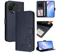 Coque pour TCL 605 / TCL 60 SE (6.67""), Housse Etui en Cuir PU [Antichoc] [Porte Cartes](Bleu panda)