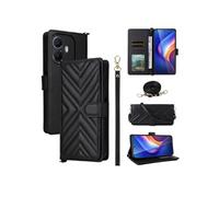 Coque pour TCL K70 4G/K70 Power Etui Portefeuille pour Téléphone Portable en Cuir PU Souple avec Fermeture Magnétique Bandoulière Longue et