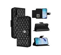 Coque pour TCL STYLUS 5G Flip Cuir PU Broderie en Losange Fermeture Etui de Protection Housse avec Magnétique Fonction Stand Noir