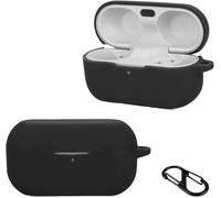 Coque pour Technics EAH-AZ100/EAH-AZ100E-S/EAH-AZ100E-K, Soft TPU Silicone Ultrafine Anti-Rayure Anti-Drop Protective Cover avec Mousqueton, Noir