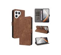 Coque pour Tecno Pova 7 Pro 5G/LJ8 Portefeuille Flip Folio Etui en Cuir PU Fermeture Magnétique Couverture De Fentes Pour Cartes Blocage RFID Marron