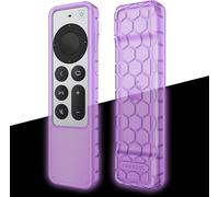 Coque pour Télécommande Apple TV 4K / HD Siri Remote 2022 2021 (3ème et 2ème génération) Etui en Silicone Légère Antidérapante Résistante aux Chocs,Lavande Fluorescent(Q491)