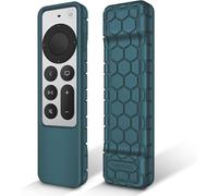 Coque pour Télécommande Apple TV 4K / HD Siri Remote 2022 2021 (3ème et 2ème génération) Etui en Silicone Légère Antidérapante Résistante aux Chocs,Cyan Foncé(Q490)