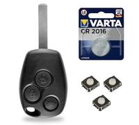 Coque pour Télécommande Clé Compatible avec Renault Trafic - Boitier de Plip + 3 Switch + Pile CR2016 - Kit iRace Keys®