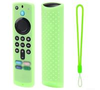 Coque pour télécommande vocale Alexa 3e génération - Coque en silicone antidérapante avec lanière de protection contre les chutes et fonction phosphorescente pour utilisation home cinéma, gris (vert