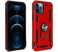 Coque pour téléphone - AVIZAR - Apple iPhone 12 / 12 Pro - Antichoc bi-matière - Bague Support Vidéo - Rouge