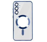 Coque pour téléphone - AVIZAR - Samsung S23 FE - Contour Chromé Bleu - MagSafe - Protection caméra intégrée