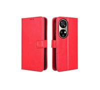 Coque pour Ulefone Note 17 Pro Protection Antichoc Effet Etui Cuir et Intérieur TPU avec Porte-Cartes Fonction de Suppport Rouge