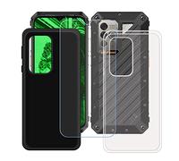 Coque pour Ulefone Power Armor 19, Noir + Transparent Silicone Cover Souple Cristal Bumper Housse Étui Case + HD Film Protecteur Verre trempé écran pour Ulefone Power Armor 19 (6,58").