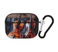 Coque pour violon et violoncelle avec porte-clés - Coque rigide antichoc pour écouteurs Bluetooth 2e/1ère génération - Pour homme et femme