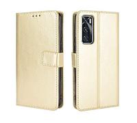 Coque pour Vivo V20 SE/Vivo Y70 Étui à Rabat en Cuir PU Portefeuille Housse Simili Cuir Flip Cover Magnétique Anti-Choc avec Fonction Stand Etuis Compatible avec Vivo V20 SE/Vivo Y70, Or