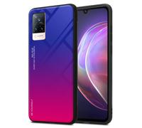 cadorabo Housse Compatible avec Vivo V21 4G / 5G en Violett - Rouge - Coque de Protection Bicolore en Silicone TPU et Dos en Verre trempé