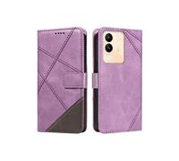 Coque pour VIVO V29E Premium antichoc magnétique en cuir avec emplacements pour cartes et dragonne amovible Compatible avec VIVO V29E-Violet