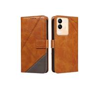 Coque pour VIVO V29E Premium antichoc magnétique en cuir avec emplacements pour cartes et dragonne amovible Compatible avec VIVO V29E-Marron