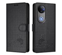 Coque pour Vivo V50 5G, Housse en Cuir PU Pochette Portefeuille Magnétique Etui de Protection, [RFID Blocage] [Fentes pour Cartes] Flip Case pour Vivo V50 5G, Noir