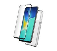 - Coque de protection pour téléphone portable - polyuréthanne thermoplastique (TPU) - transparent - avec Protecteur d'écran en verre trempé - pour