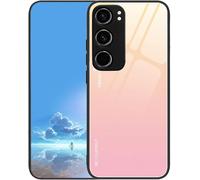 Coque Pour Vivo Y19s 4g - Ultra Fine Dégradé De Couleur, Dos En Verre Trempé 9h Antichocs Et Anti-Rayures, Silicone Tpu Souple Toucher Soyeux, Compatible Charge Sans Fil - Rose