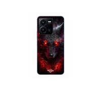 Coque Pour Vivo Y35 4G Loup noir feu rouge