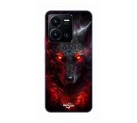 Coque Pour Vivo Y35 4g Loup Noir Feu Rouge
