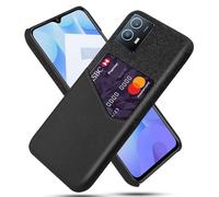 Coque pour Vivo Y55 5G,Antidérapant,Pprotection Contre la Chute à 360°,Résistance aux Empreintes digitales,Caisse en Cuir en Toile et en PU avec 1 Fente pour Cartes derrière-Black