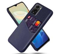 Coque pour Vivo Y55s 5G,Antidérapant,Pprotection Contre la Chute à 360°,Résistance aux Empreintes digitales,Caisse en Cuir en Toile et en PU avec 1 Fente pour Cartes derrière-Blue