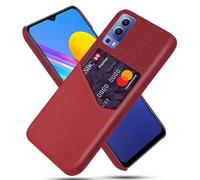 Coque pour Vivo Y72 5G,Antidérapant,Pprotection Contre la Chute à 360°,Résistance aux Empreintes digitales,Caisse en Cuir en Toile et en PU avec 1 Fente pour Cartes derrière-Red