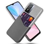 Coque pour Vivo Y76 5G,Antidérapant,Pprotection Contre la Chute à 360°,Résistance aux Empreintes digitales,Caisse en Cuir en Toile et en PU avec 1 Fente pour Cartes derrière-Gray