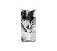 Coque Pour Vivo Y76 5G Le loup et la louve Animal noir et blonc