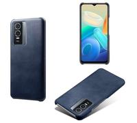 Coque pour Vivo Y76s 5G,Anti-dérapage,Protection Contre Les Chutes,Coquille arrière Simple de Couleur Solide,Design en Cuir d'imitation en Plastique-Blue