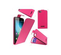 Coque pour Wiko Lenny 2 PU Cuir Rabat Flip, Rose