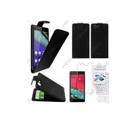 ebestStar - Coque Compatible avec Wiko Pulp 4G Etui Housse PU Cuir Rabat Flip, Noir + Film Protection écran Verre Trempé [Appareil: 143.9 x 72 x 8.8mm, 5.0'']