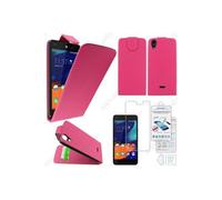 Coque pour Wiko Rainbow Lite 4G PU Cuir Rabat Flip, Rose + Film VERRE Trempé