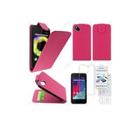 Coque pour Wiko Sunny 1 (2016) et Sunset 2 (2015) PU Cuir Rabat Flip, Rose + Film VERRE Trempé