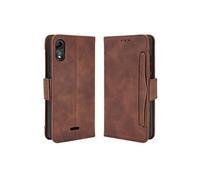 Coque pour Wiko Y51 Premium Cuir PU avec Porte Cartes Fermeture Magnétique Etui Marron