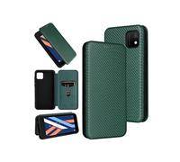 Coque pour WIKO Y52 Premium en Cuir PU Fibre de Carbone Flip Case avec Fentes pour Cartes Fermeture Magnétique Stand Housse ZURSANA Vert