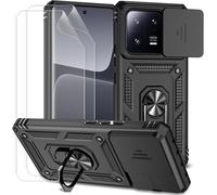 Coque Pour Xiami 13 Pro 5g Avec Protection Ecran Coulissante Couverture Support D`Anneau Rotatif Armor Silicone Étui Antichoc Housse Bumper-Noir