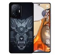 Coque Pour Xiaomi 11t Pro 5g - Loup Fond Gris - Silicone - Noir