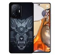 Coque Pour Xiaomi 11t Pro - Loup Fond Gris - Silicone - Noir