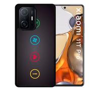 Coque Pour Xiaomi 11t Pro - Rebus I Love Windows And Phone - Silicone - Noir