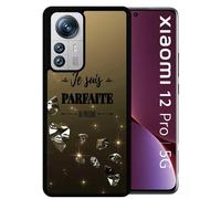 Coque Pour Xiaomi 12 Pro - Je Suis Parfaite Ou Presque Fond Diamant - Silicone - Noir