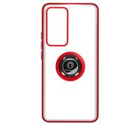 Coque Xiaomi 12T et 12T Pro avec Bague de Maintien Dos Givré Anti-Traces Compatible Support Magnétique Rouge