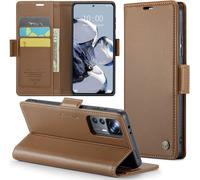 Coque Pour Xiaomi 12t Pro Étui Portefeuille Wallet Cover En Cuir Pu Avec Cartes Magnétique Et Rfid Protection Antivol Folio Housse Xiaomi 12t Case, Brun
