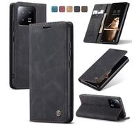 Coque Pour Xiaomi 13,Étui Housse Xiaomi 13 AntichocSupport Pliable,Clamshell,Brosse Anti-Vol,Étui De Téléphone À Cassette - Noir