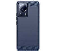 Coque pour Xiaomi 13 Lite Renforcée Silicone Souple Carbone Brossé Bleu