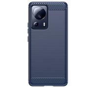 Coque pour Xiaomi 13 Lite Renforcée Silicone Souple Carbone Brossé Bleu