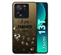 Coque Pour Xiaomi 13t - Je Suis Parfaite Ou Presque Fond Diamant - Silicone - Noir