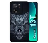 Coque Pour Xiaomi 13t - Loup Fond Gris - Silicone - Noir