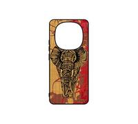 Coque pour Xiaomi 14 Pro+ Plus 5G /Redmi Note 14 pro bois silicone elephant antichoc dessin zen femme azteque housse smartphone Rose de