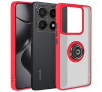 Coque pour Xiaomi 14T Bague Métallique Support Vidéo Rouge