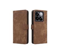 Coque pour Xiaomi 14T Blocage RFID Etui en Cuir PU Fermeture Magnétique Portefeuille Flip Folio Couverture De Fentes Pour Cartes Marron